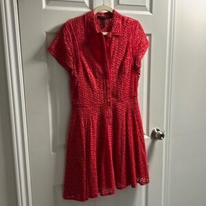 Short-sleeve, a-line, eyelet dress